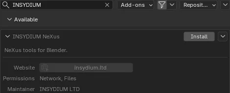 Installing the INSYDIUM NeXus extension