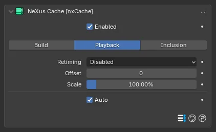 The nxCache Playback tab