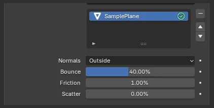 The per-collider settings for the selected entry in the Colliders list