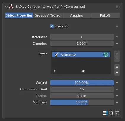 The Viscosity layer settings