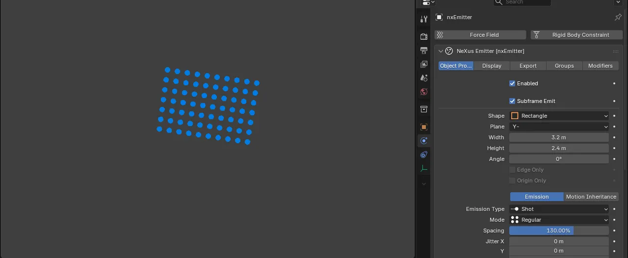Regular mode: the particles packed onto an even, aligned grid with no overlap
