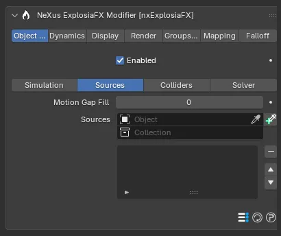 The nxExplosiaFX Sources section