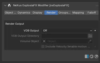 The nxExplosiaFX Render tab