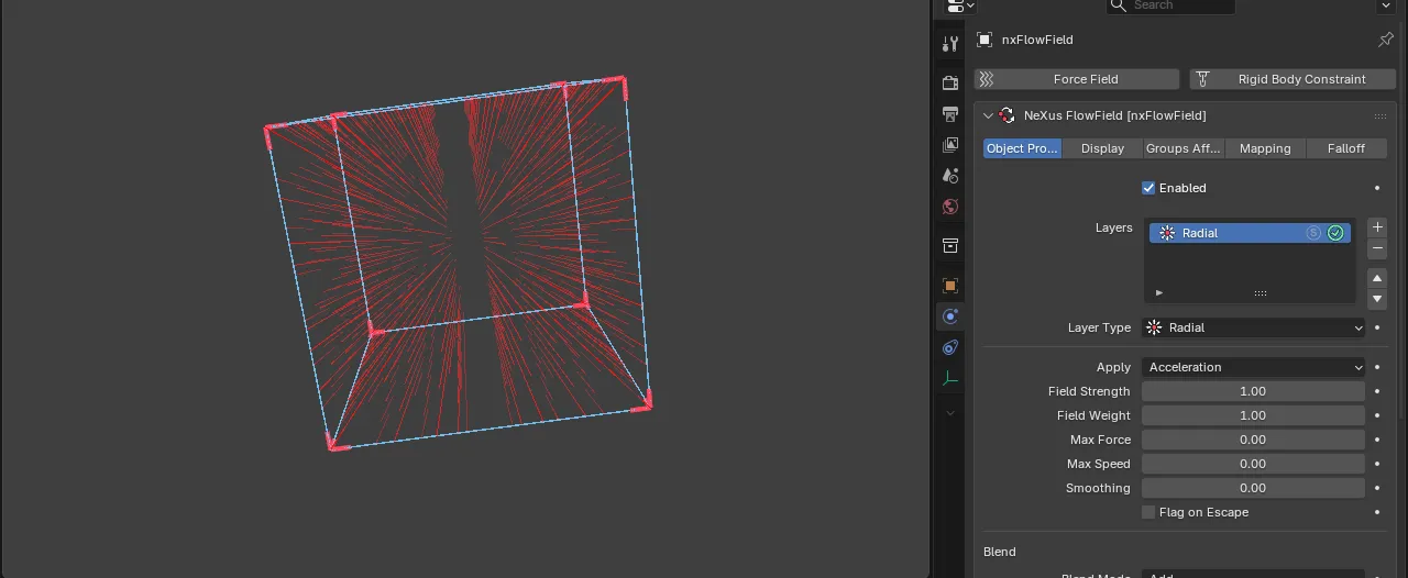 The Radial field, streamline preview