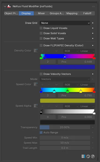 The nxFluids FLIP Display tab