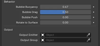 The Bubble tab's Behavior and Output settings