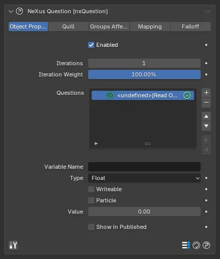 A Variable item in the nxQuestion panel