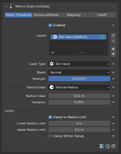 The Set Value layer controls