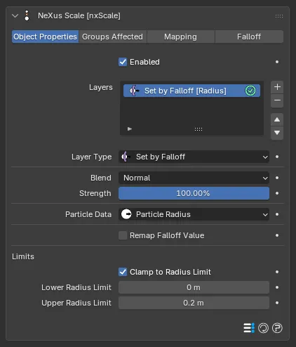 The Set by Falloff layer controls